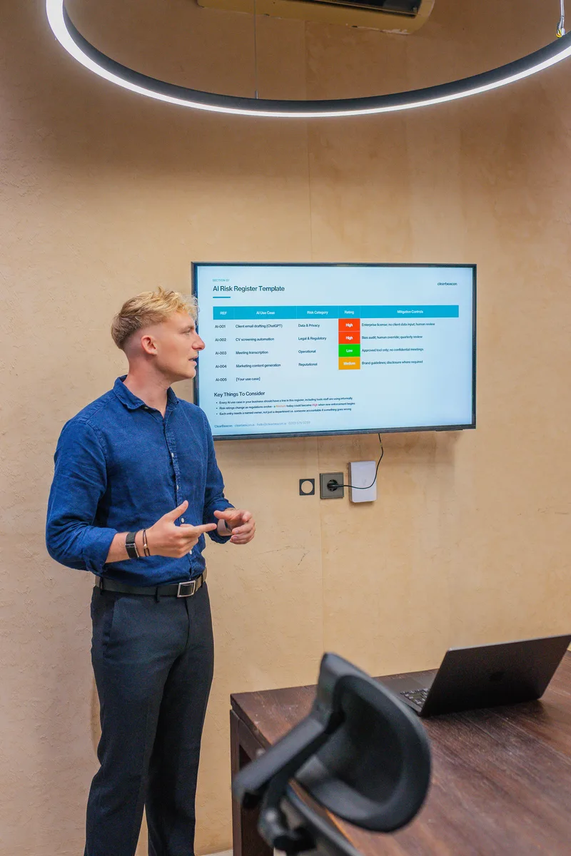 Ben Metcalfe presenting a strategy session