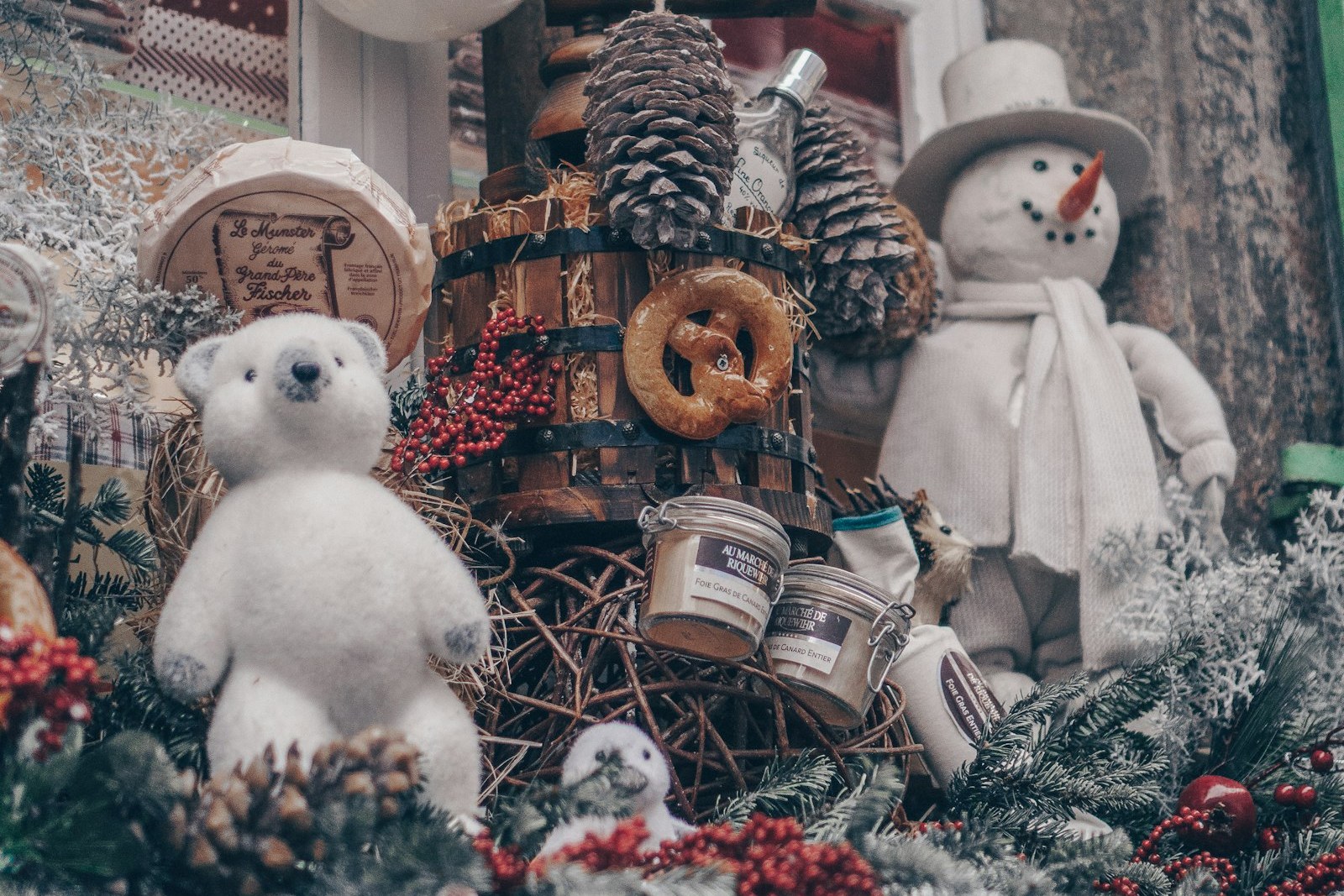 A shop window display with teddy bears and Christmas decorations, reflecting how the John Lewis Christmas advert carried into stores and merchandise as well as TV.