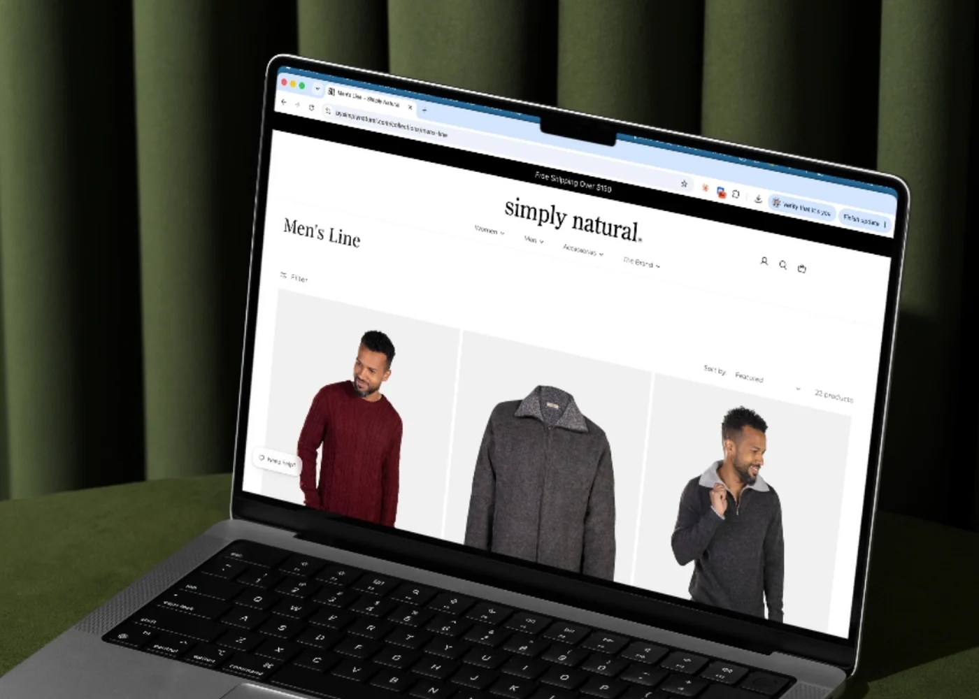 The Simply Natural men's line collection page